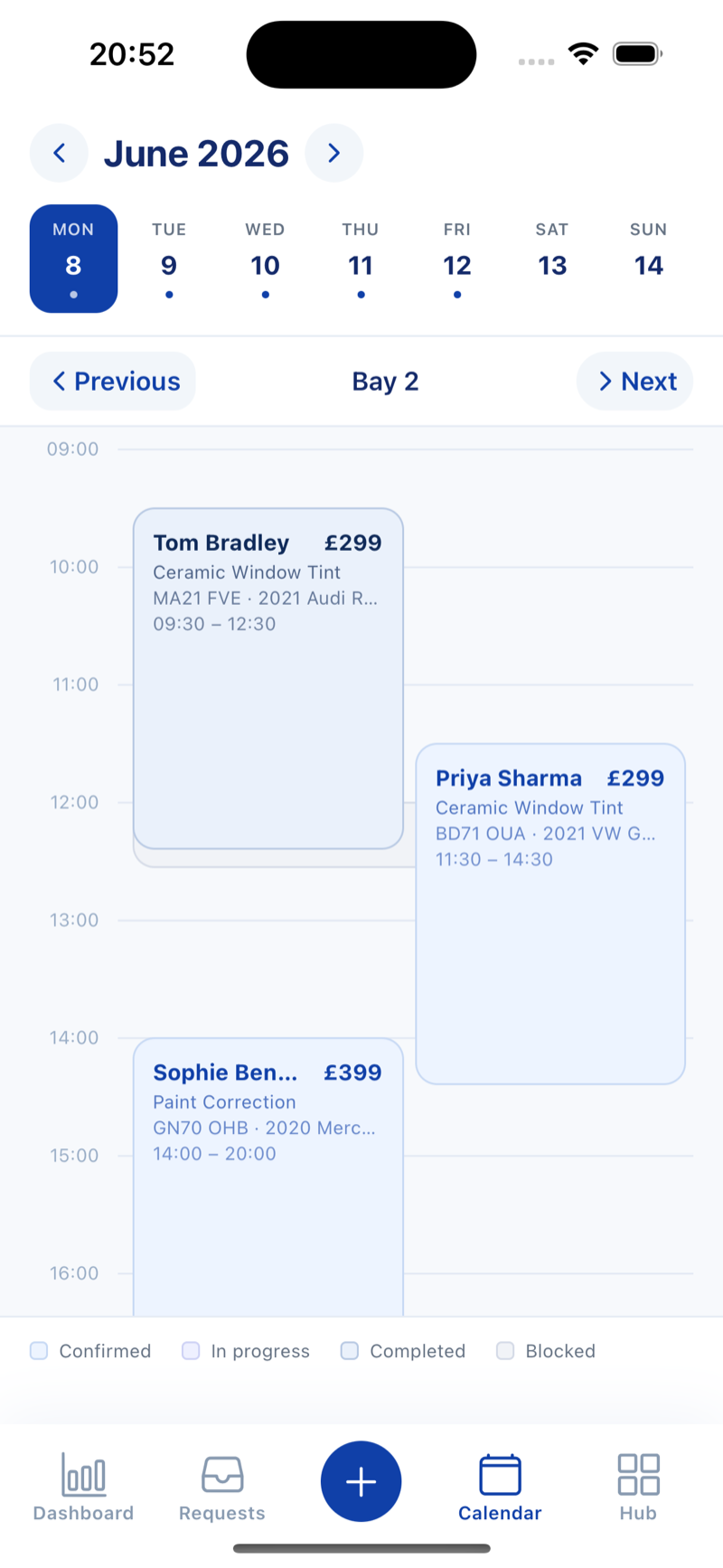 Torq calendar app screen