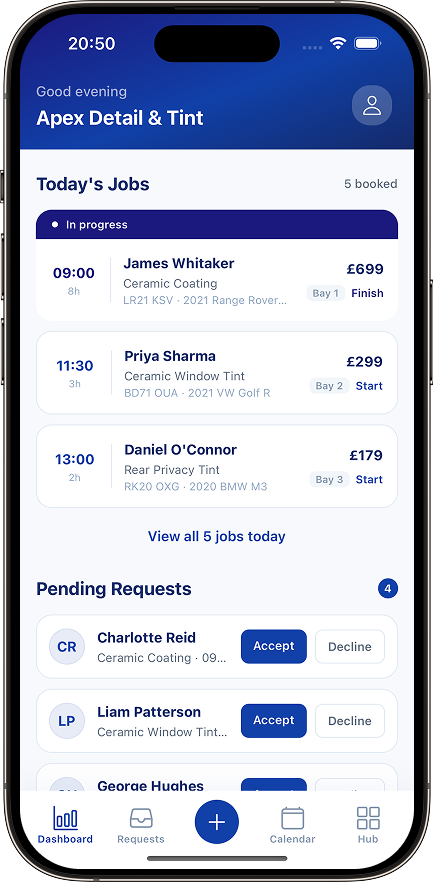 Torq Biz dashboard and iPhone app