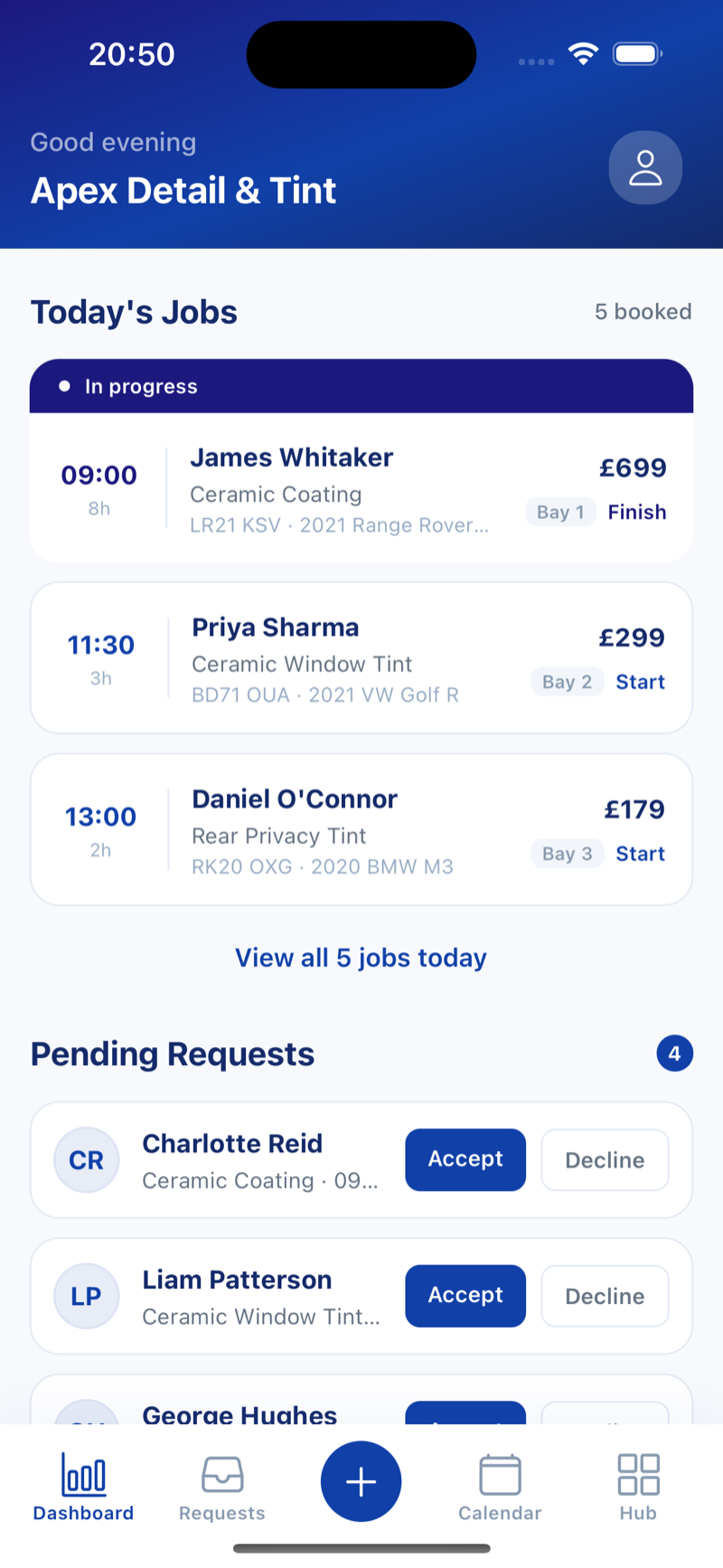 Torq dashboard app screen