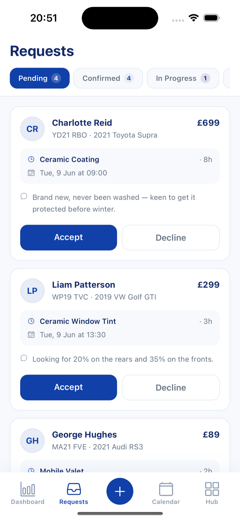 Torq requests app screen